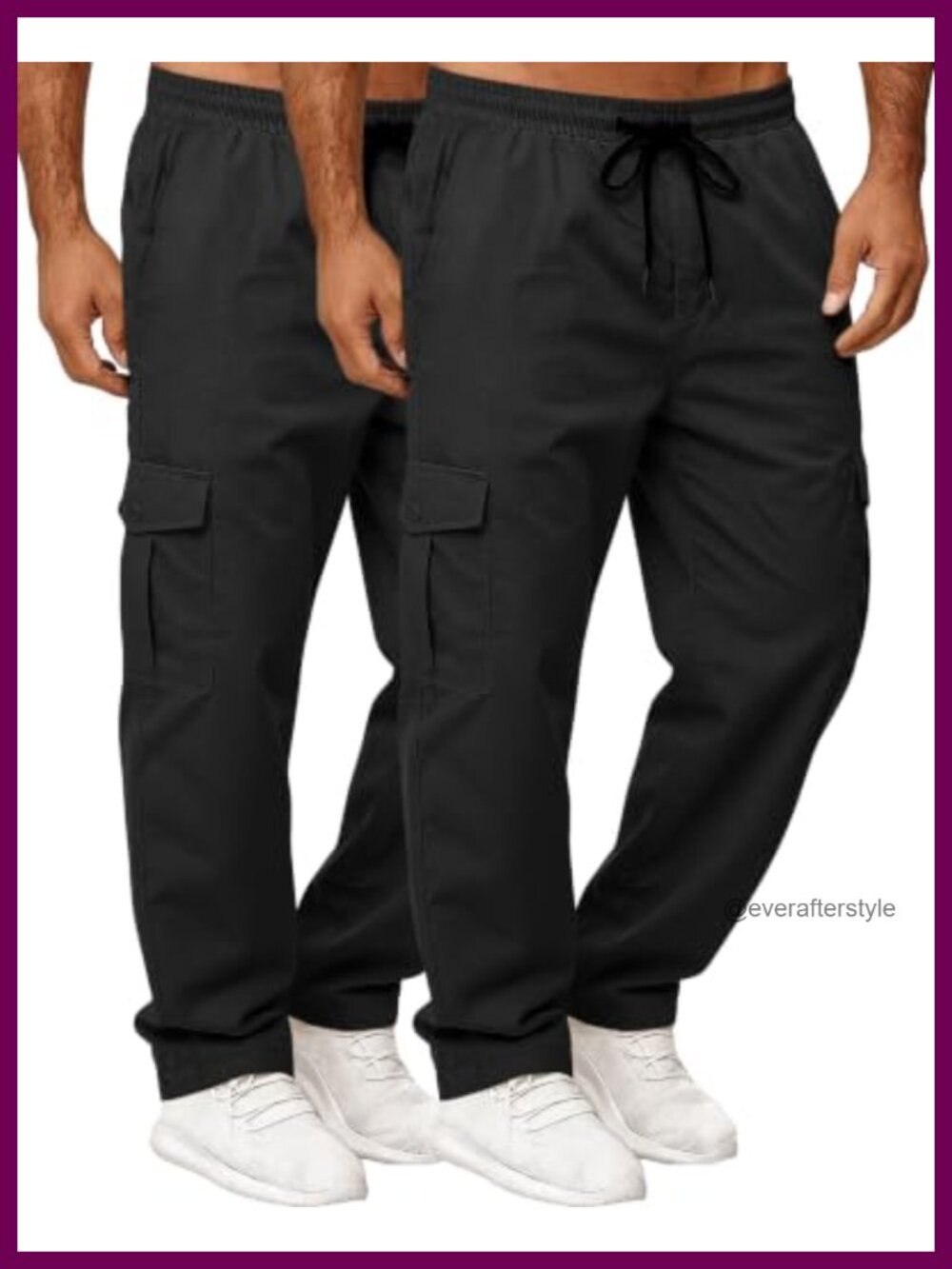 Men's Cargo Sweatpants Drawstring Elastic Waist Stretch Casual Pants